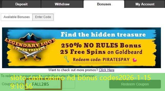 sloto cash casino nd bonus codes